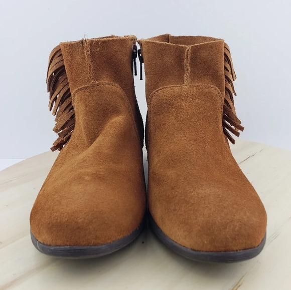 Minnetonka Fringe Boots Size 6 Tan Brown Suede Moccasins Ankle Booties Western - Picture 4 of 11